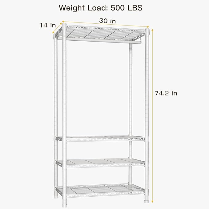 Ulif H2 Heavy-Duty Portable Closets, 4-Tier Freestanding Garment Rack Suit - Image 3