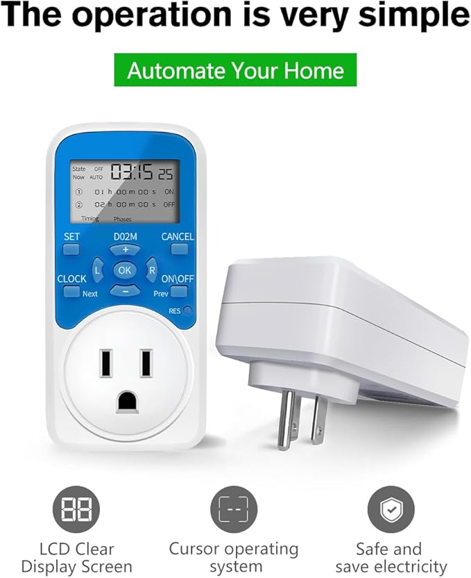 Timer Outlet, Programmable 110V/220V Pump Timer Switch, Minimum Setting by - Image 3