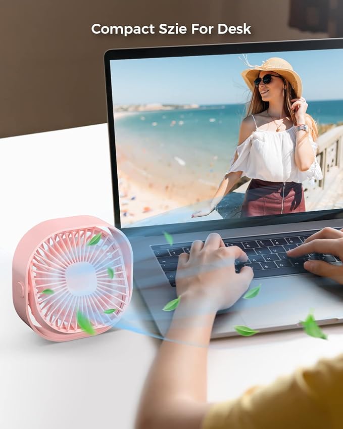 RJVW 4 Inch Small USB Desk Fan, 3-Speed Portable & 360°Rotatable Mini Cooling - Image 3