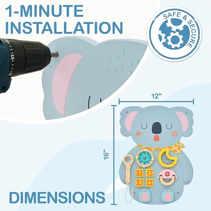 Monläurd® Wooden Koala Sensory Wall Toy, Busy Board - Image 6