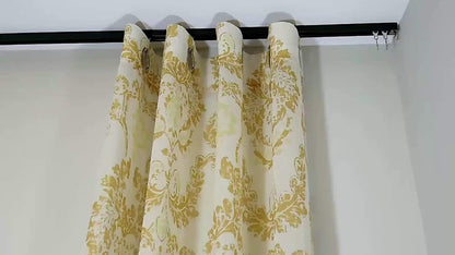 Ceiling Curtain Track Set with Wheeled Carriers and Hooks (9' in 2 Sections-White)