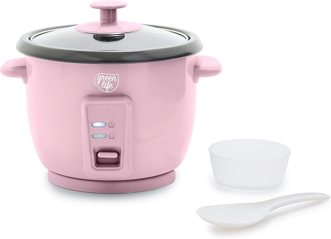 GreenLife Rice Cooker with Removable PFAS-Free Ceramic Nonstick Pot, 3-Cups by GreenLife