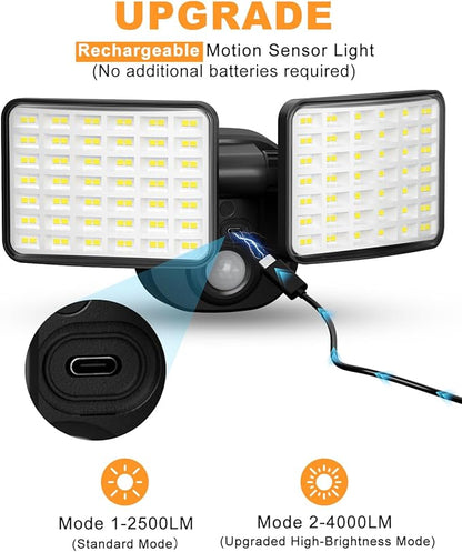 YTKIH Rechargeable Battery Motion Light, 2500LM & 4000LM Dual Modes Motion - Image 2
