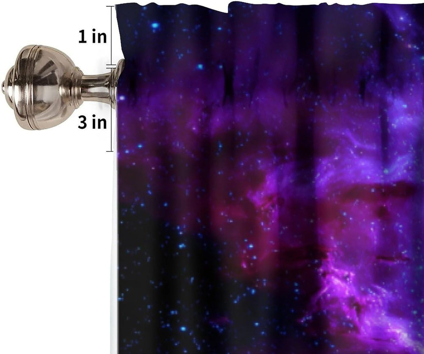 Galaxy Valance Curtain for Kids Room Universe Beautiful Blue Purple Meteor Solar System Planet Outer Space Window Treatment Valances Curtains for Boys Living Room Bedroom Nursery 54x18In