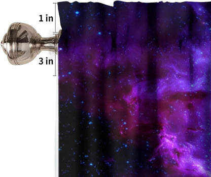 Galaxy Valance Curtain for Kids Room Universe Beautiful Blue Purple Meteor Solar System Planet Outer Space Window Treatment Valances Curtains for Boys Living Room Bedroom Nursery 54x18In