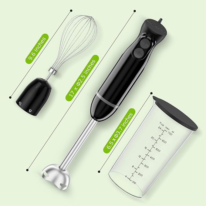 Bonsenkitchen Immersion Blender Handheld, 2 Mixing Speed Hand Blender Electric - Image 6