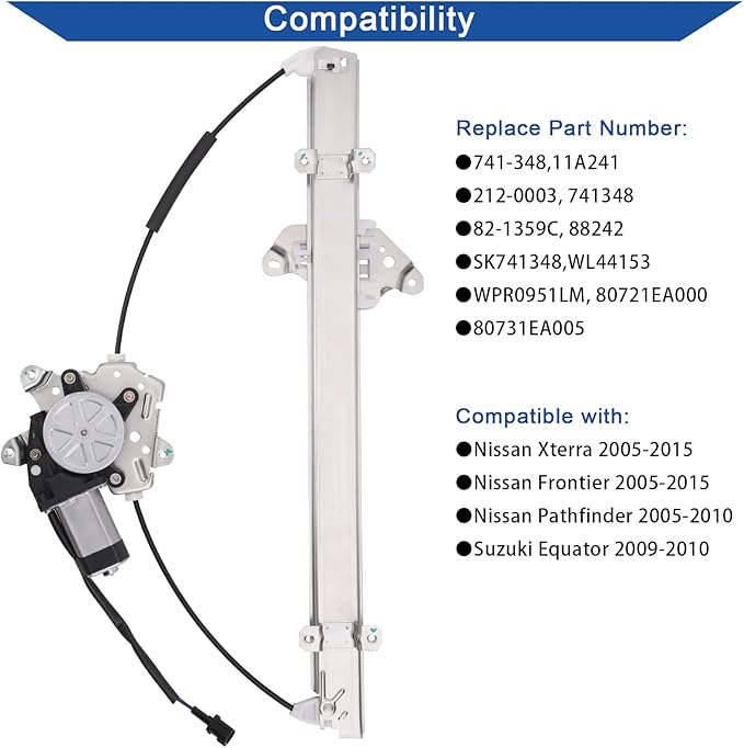 Obaee 741-348 Front Driver Side Power Window Lift Regulator - Image 2