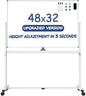 White Board on Wheels, 48 x 32 Inches Height-Adjustable Large Rolling Whiteboard by Tankee