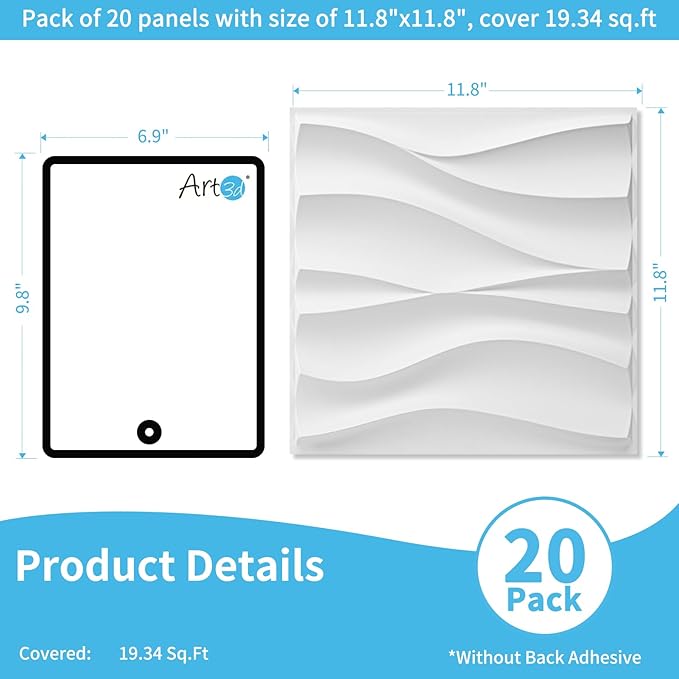 Art3d 20 Pack Decorative 3D Wall Panels, 19 Sq.Feet PVC Interior Wall Décor - Image 2