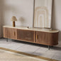 POVISON Fully-Assembled Sliding Tambour Door TV Stand, Mid Century Modern by POVISON