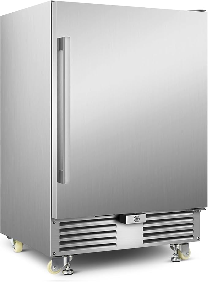 Outdoor Beverage Refrigerator 24 Inch Wide, Stainless Steel Beverage Fridge 180 by Velivi