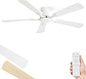 ZMISHIBO 52 Inch Ceiling Fan No Light, Flush Mount Low Profile, Modern White by ZMISHIBO