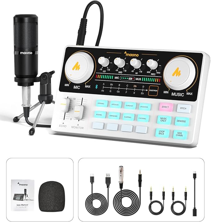 MAONO Podcast Equipment Bundle Audio mixer All-in-One Podcast Production Studio by MAONO