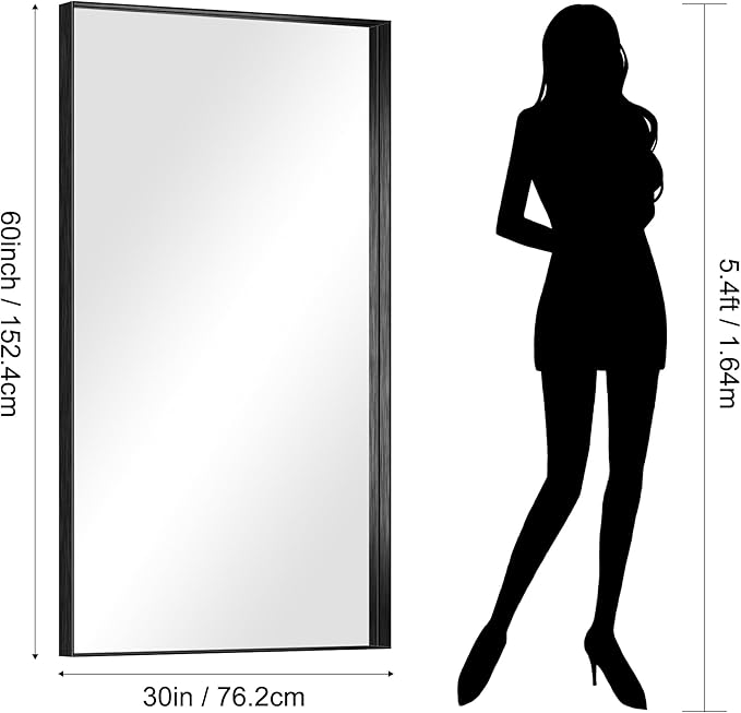 CIRCUMI Black Bathroom Mirror, Brushed Finish, Tempered Glass, Large Mirror - Image 7