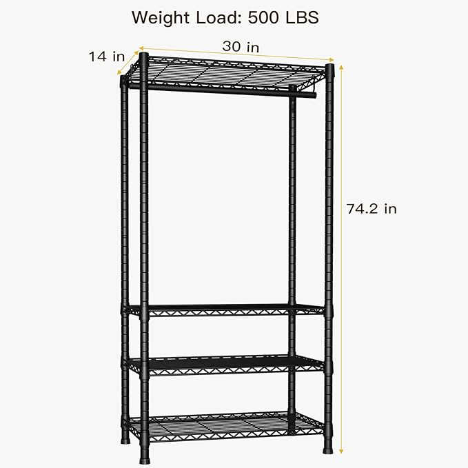 Ulif H2 Heavy Duty Clothes Rack, Freestanding 4 Tiers Garment Rack - Image 3