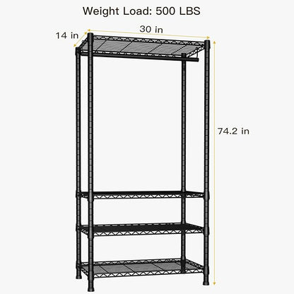 Ulif H2 Heavy Duty Clothes Rack, Freestanding 4 Tiers Garment Rack - Image 3