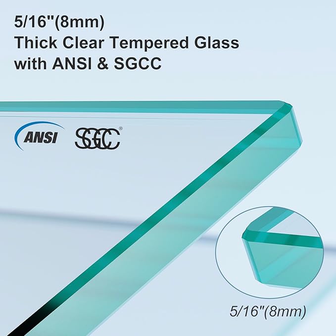 Bathbliss 36" W x 76" H Frameless Shower Glass Panel, 8mm Clear Tempered Glass - Image 3