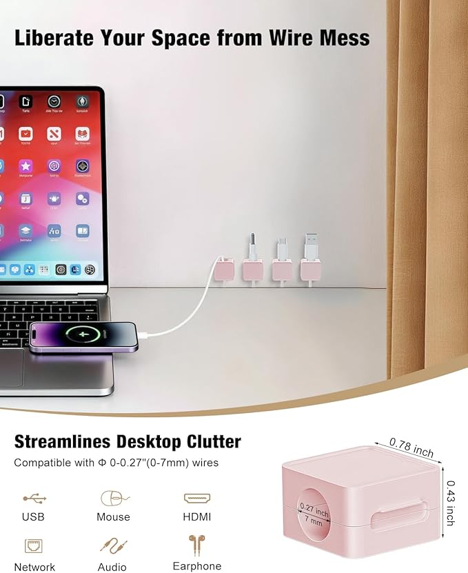 6 Pack Cord Holder, Strong Adhesive Desk Cord Organizer Magnetic Easy Open - Image 6
