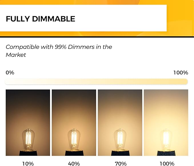 Hizashi LED Edison Bulbs Dimmable, E26 LED Bulb 60 watt, 2700K Soft Warm White - Image 3