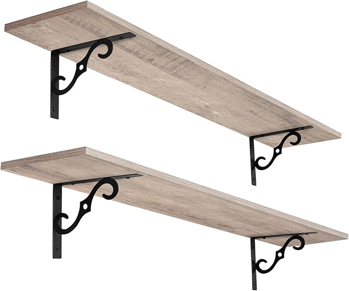 DINZI LVJ Long Wall Shelves, 39.4" Large Floating Shelves Set of 2, Farmhouse by DINZILVJ