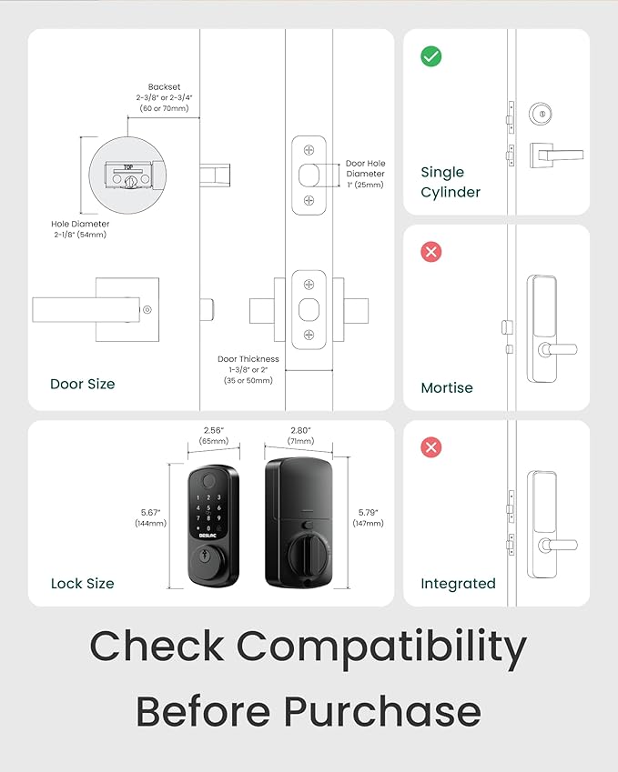 DESLOC Smart Door Lock B200, Smart Deadbolt Lock, Keyless Entry Door Lock - Image 6