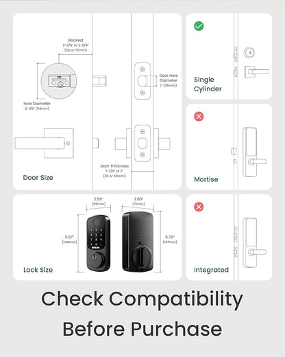 DESLOC Smart Door Lock B200, Smart Deadbolt Lock, Keyless Entry Door Lock - Image 6