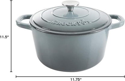 Crock Pot Artisan 5-Quart Round Enameled Cast Iron Dutch Oven – Slate Gray - Image 9