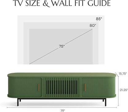 POVISON Fully-Assembled Modern Green TV Stand - Image 4