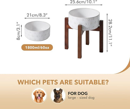 8.2inch Ceramic Raised Dog Bowl Set, Elevated Dog Bowl - Image 2