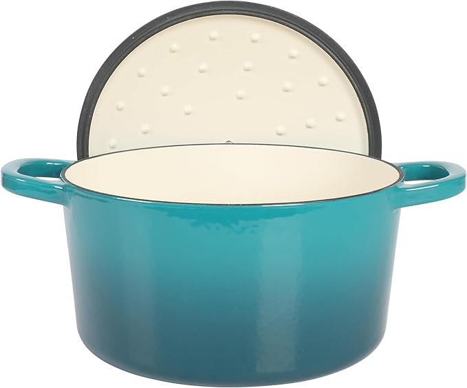 Crock-Pot Artisan 7-Quart Round Dutch Oven – Teal Ombre, Enameled Cast Iron - Image 5
