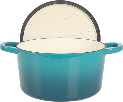 Crock-Pot Artisan 7-Quart Round Dutch Oven – Teal Ombre, Enameled Cast Iron - Image 5