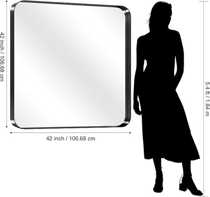 CIRCUMI Black Bathroom Mirror, Rounded Corner, Tempered Glass, Mirror - Image 8