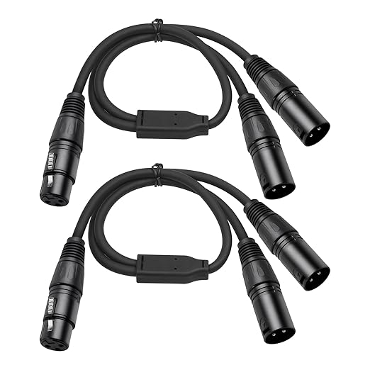 2 Pack XLR Y Splitter, 1.5FT XLR Female to Dual Male, Balanced Mic Audio Cables by SZLliyxs