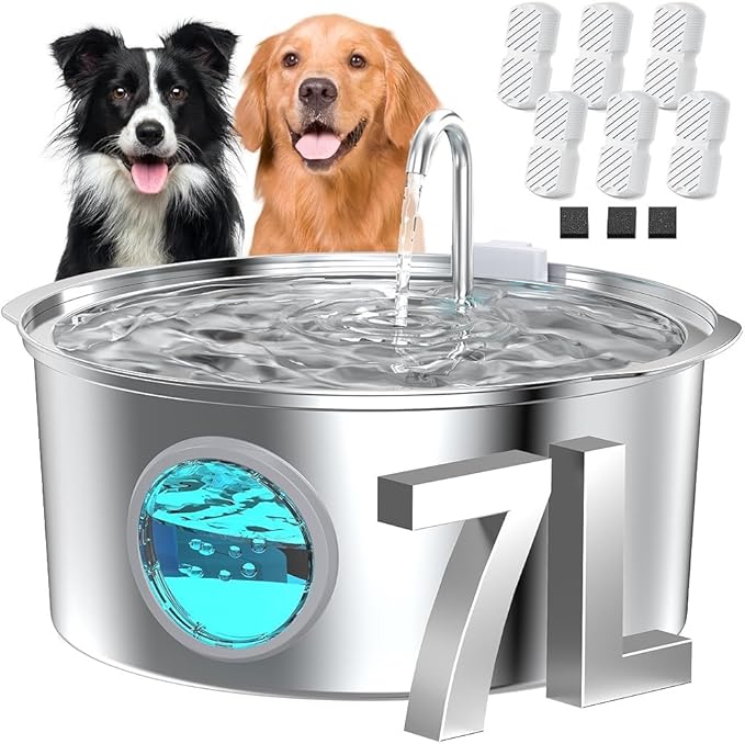Pet Water Fountain for Large Dogs: Metal Dog Water Fountain by GROOKPET