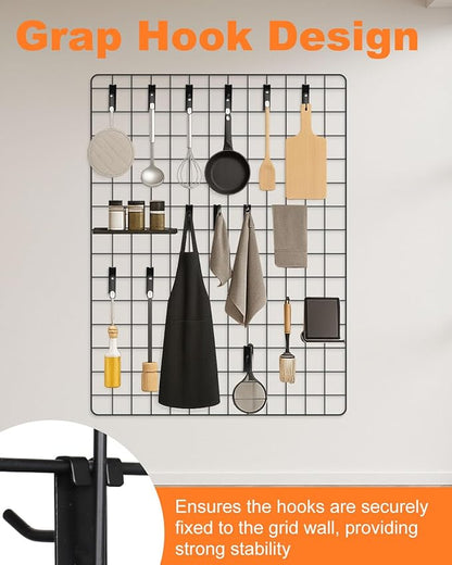 Alffun 60 Pcs Grid Wall Hooks, 2/4/6 Inch Heavy Duty Wire Grid Display Hooks - Image 4