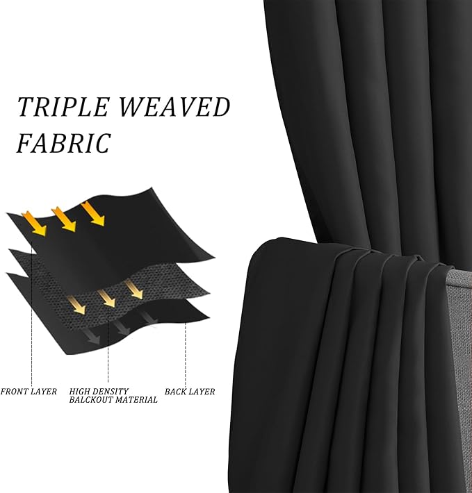 JIUZHEN Blackout Sliding Door Room Divider Curtain, Noise Reducing Window - Image 3
