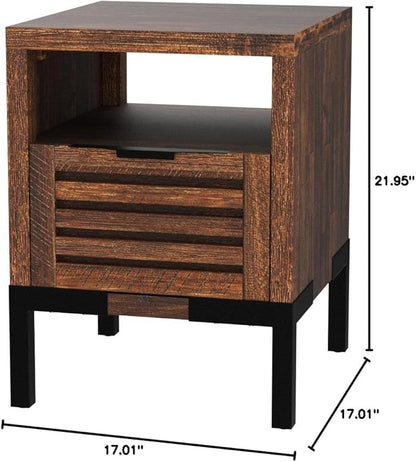 Bme Millie Solid Acacia Wood Rustic Nightstand - Image 2