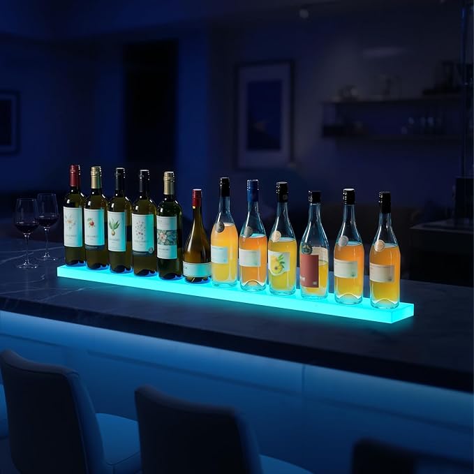 VEVOR LED Lighted Liquor Bottle Display, 1 Tier 48 Inches Whiskey Rack - Image 2