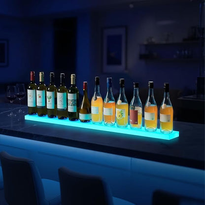 VEVOR LED Lighted Liquor Bottle Display, 1 Tier 48 Inches Whiskey Rack - Image 2