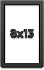 8x13 Shadow Box Frame Black | 1 Inch Deep Solid Wood Shadowbox Display Frame | by CustomPictureFrames