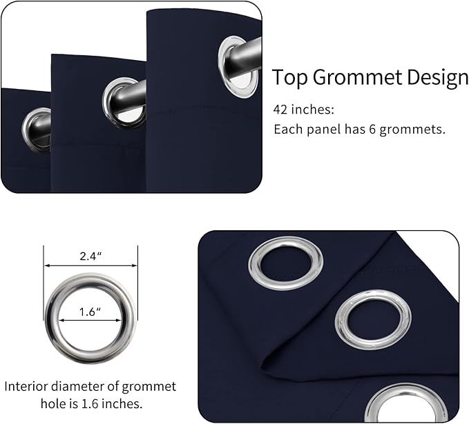 Easy-Going Blackout Curtains for Bedroom, Solid Thermal Insulated Grommet and - Image 4