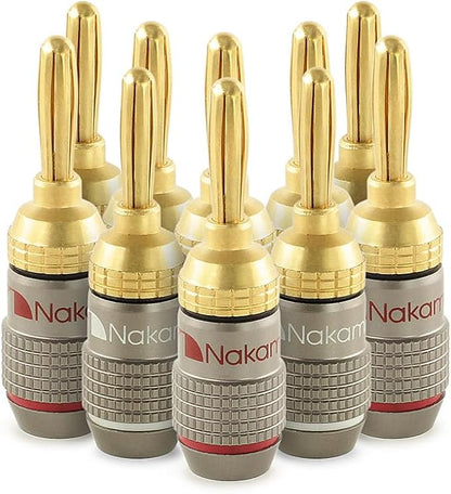 Nakamichi FanLock Excel Series 24k Gold Plated Banana Plugs 10 AWG by Nakamichi