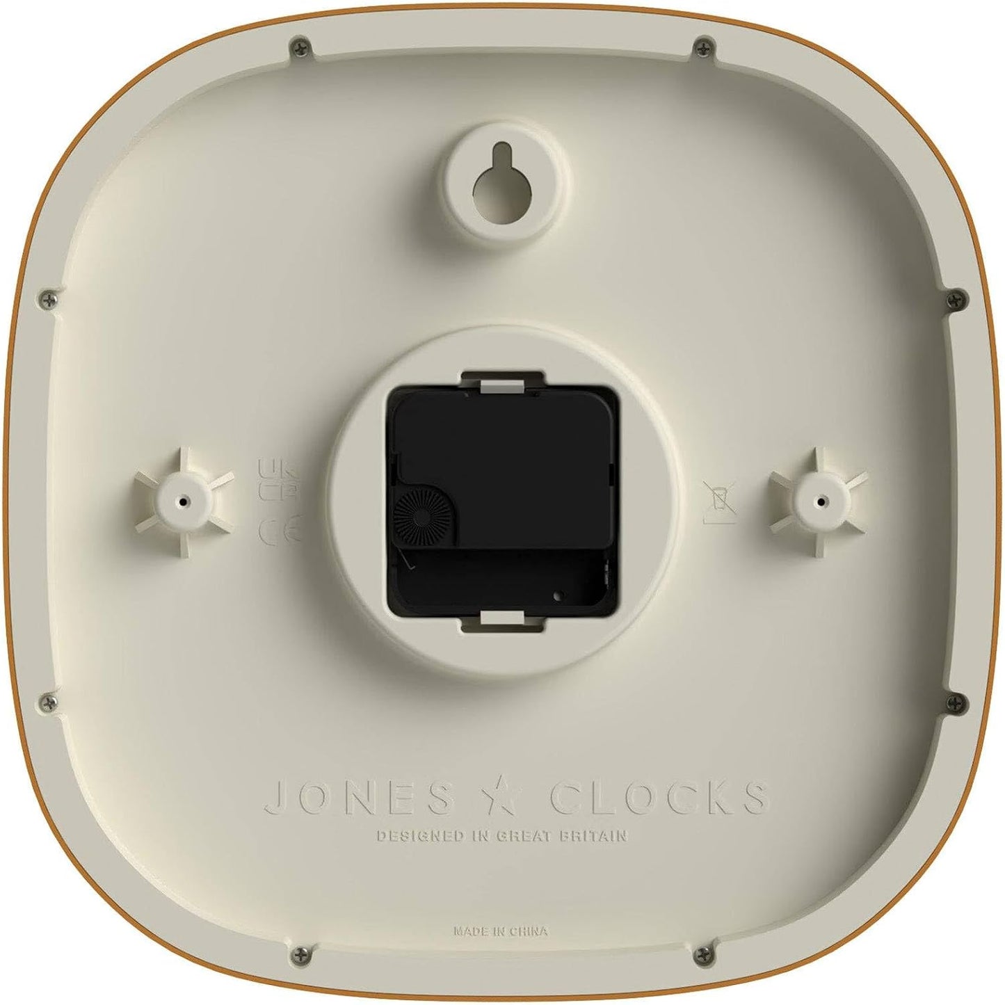 JONES CLOCKS® Sprite wall Clock | Modern Retro Rounded Square Clock | 10" | Mustard Yellow | Easy to Read Numbers | Perfect for Kitchen or Office