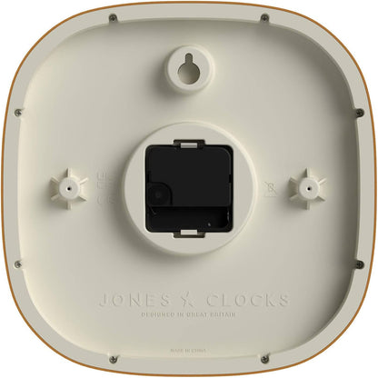 JONES CLOCKS® Sprite wall Clock | Modern Retro Rounded Square Clock | 10" | Mustard Yellow | Easy to Read Numbers | Perfect for Kitchen or Office