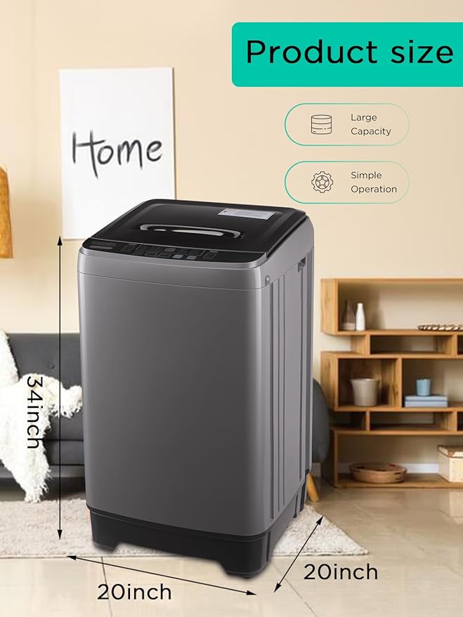 17.7 lbs Washing Machine with Drain Pump, Full Automatic Washer with 10 Wash - Image 3