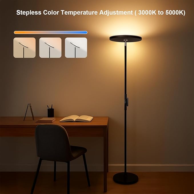 JOOFO Floor Lamp, 30W/2400LM Sky LED Modern Torchiere 3 Color Temperatures - Image 4