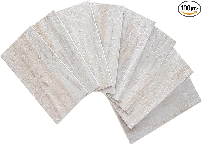 AULIGET 100-Piece Beige Slate Peel and Stick Backsplash Wall Tiles, Laundry Room by AULIGET