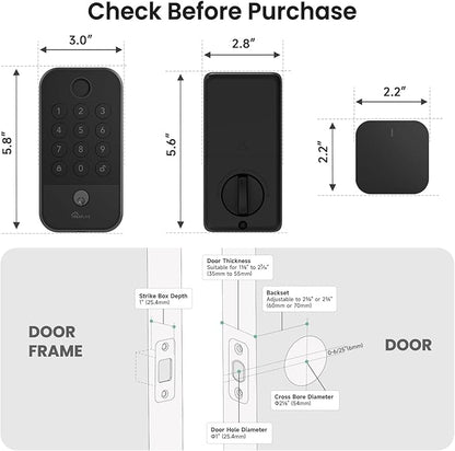 TREATLIFE Smart Door Lock with WiFi Bluetooth Gateway, Keyless Entry Door Lock - Image 2
