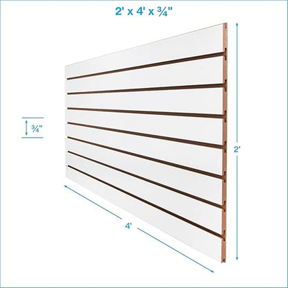 SSWBasics 4ft x 2ft Horizontal White Slatwall Panels Easy Organizer - Image 5