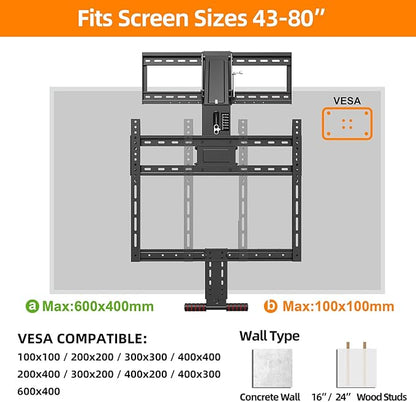 Pull Down TV Mount for Fireplace, Height Adjustable for Most 43-80 Inch TVs - Image 2